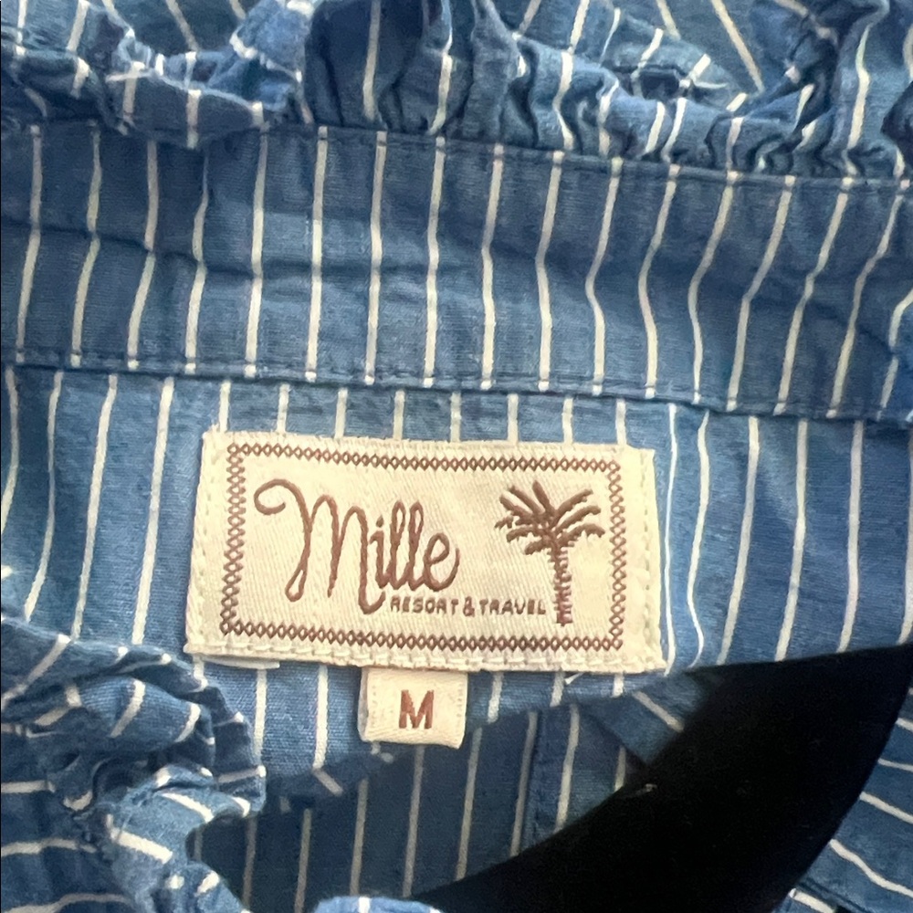 Mille Victoria Dress Tiered Ruffled Maxi In Harbor Stripe. Size M - Picture 14 of 14